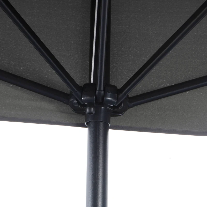 Outsunny Patio Half Parasol, Balcony Semi Round Umbrella with Crank Handle, 2.3m, Grey