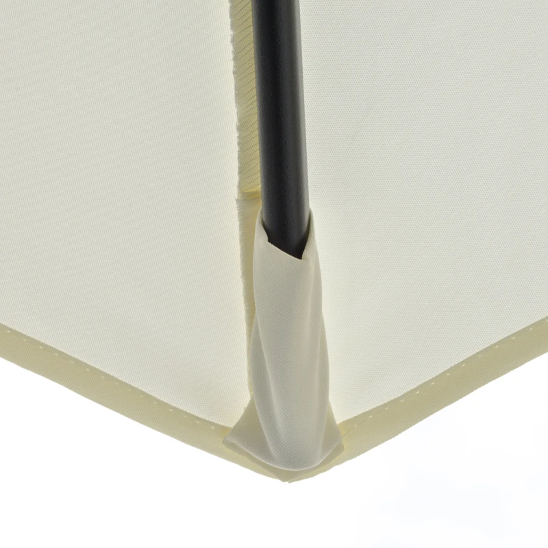 Outsunny 2m Half Garden Parasol Umbrella with Double-Sided Canopy Crank Handle Cross Base for Balcony Patio Cream White