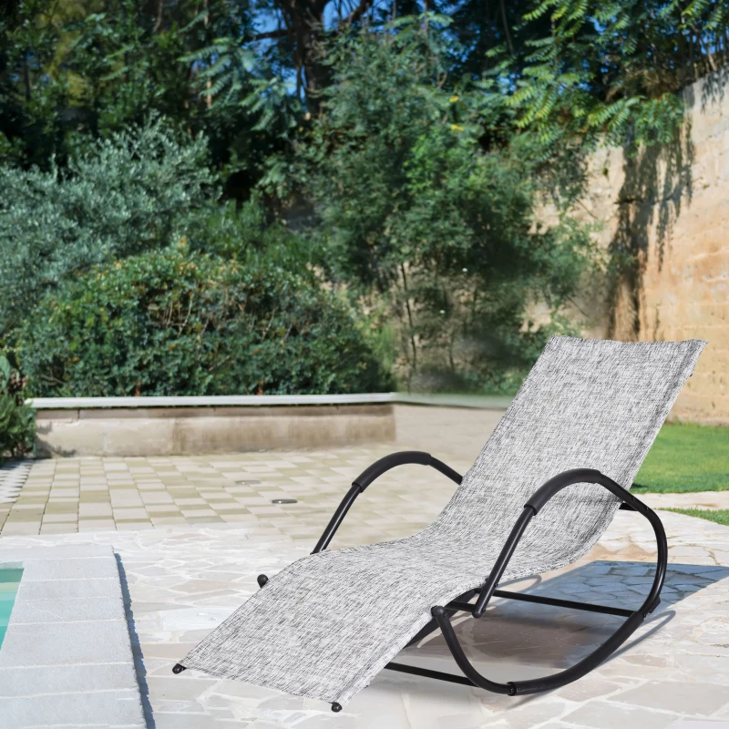 Outsunny Steel Frame Zero Gravity Rocking Lounge Chair w/ Pillow Grey(m-9)
