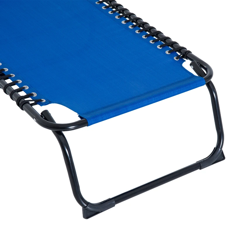 Outsunny Folding Sun Lounger 2m with 3 Positions Adjustable Backrest 600 D Texteline for Camping Hiking Picnic Blue