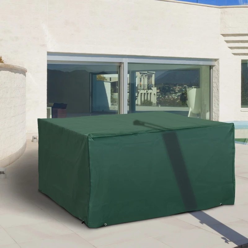 Outsunny UV/Rain Protective Rattan Furniture Cover, 135x135x75 cm-Green(m-8)