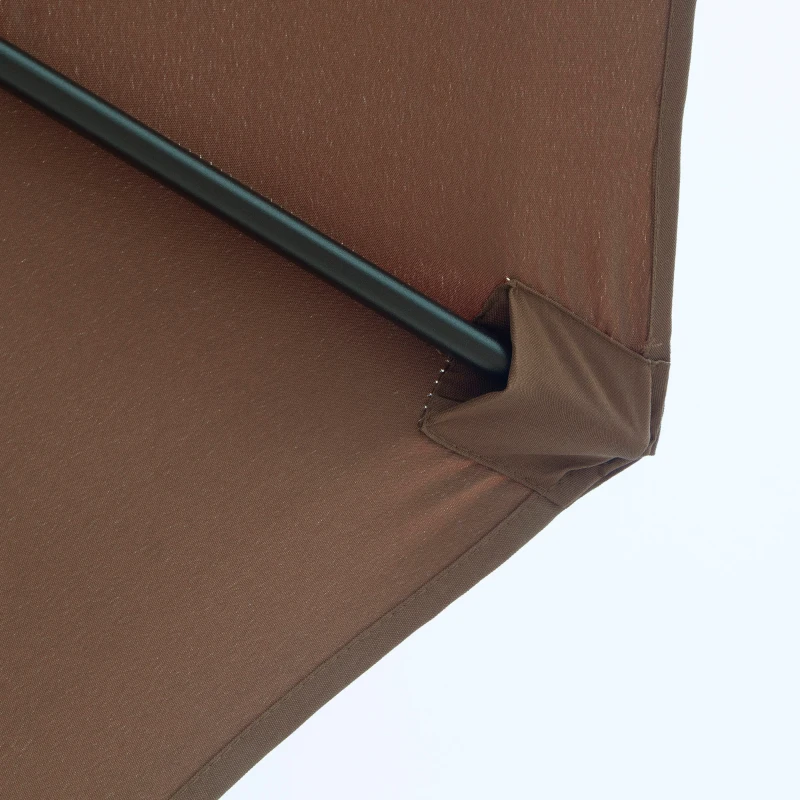 Outsunny Patio Umbrella Garden Parasol Outdoor Steel,3x2.45m Coffee