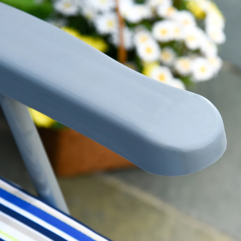 Outsunny Set of 2 Garden Sun Lounger Outdoor Reclining Seat Cushioned Seat Foldable Adjustable Recliner Blue and White