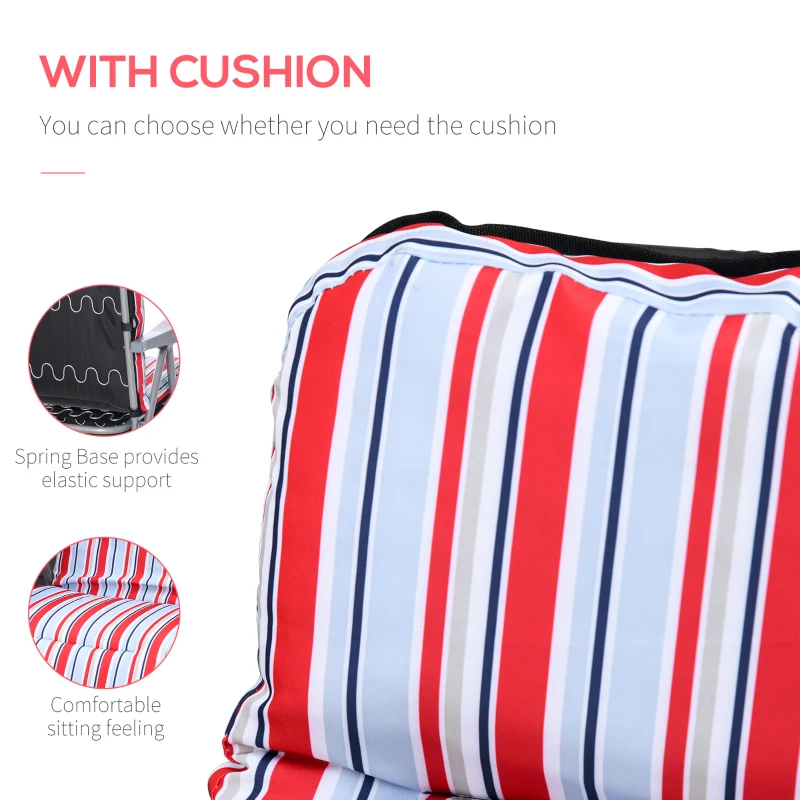 Outsunny Set of 2 Foldable Patio Sun Lounger Adjustable Garden Recliner Seat Red/White