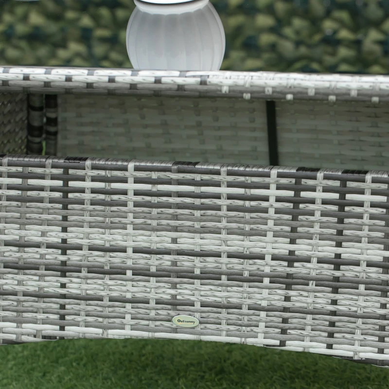 Outsunny 6-Seater Rattan Garden Table & Chairs, Rattan Dining Set, Garden Furniture Patio Rectangular Table Cube Chairs Outdoor, Grey