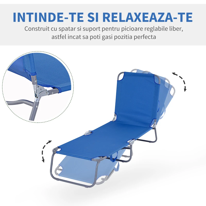 Outsunny Sezlong pentru Gradina Pliabil din Metal si Tesut Oxford Respirabil