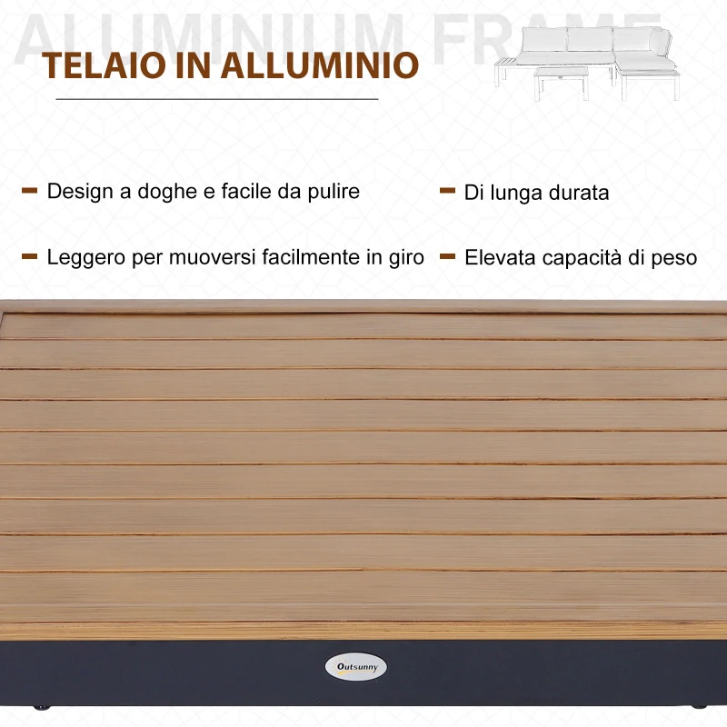 Outsunny Set de Gradina 3 Piese cu 1 masuta si 2 canapele , Culoare Gri si Lemn Natur