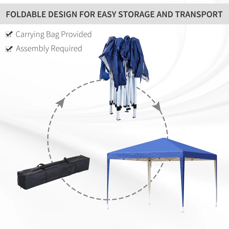 Outsunny 3 x 3M Garden Pop Up Gazebo Height Adjustable Marquee Party Tent Wedding Canopy with Carrying Bag, Blue(m-5)
