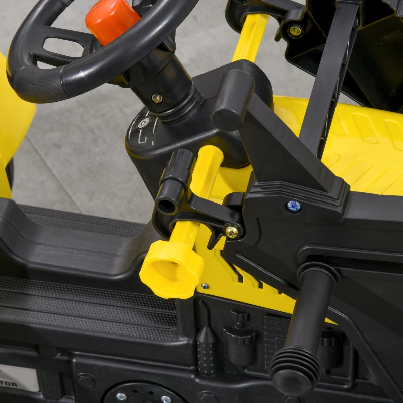 HOMCOM Trator a Pedal para Crianças acima de 3 Anos Trator Escavadora Infantil com Pá Dianteira 114x41x52 cm Amarelo e Preto