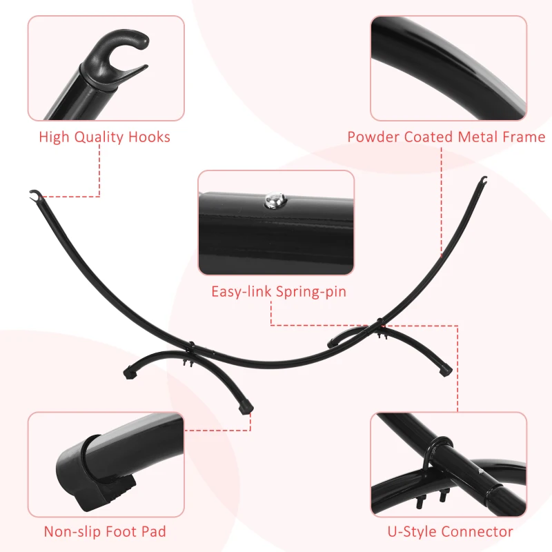 Outsunny Structura pentru Hamac Universal de 3m, Suport din Metal, 300x90x100cm, Negru