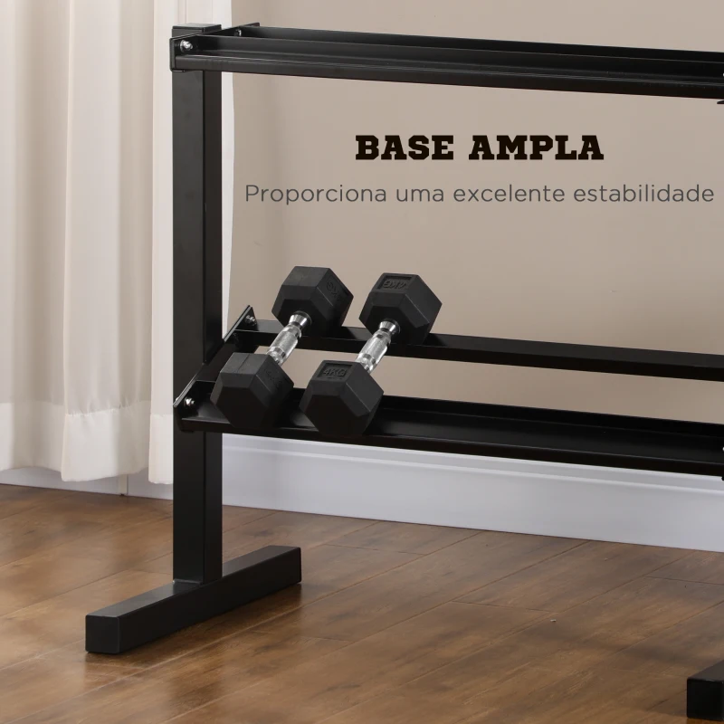 SPORTNOW Suporte para Halteres de 2 Níveis Suporte de Armazenamento para Halteres 92,5x50,5x80,5 cm Preto
