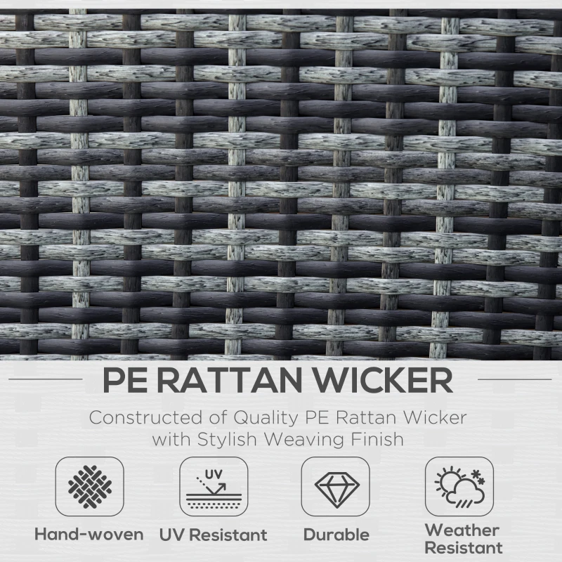 Outsunny 4 PCs Rattan Garden Furniture Sets Wicker Patio Conservatory Dining Set with Corner Sofa Loveseat Coffee Table Cushions for Balcony Backyard Pool, Grey