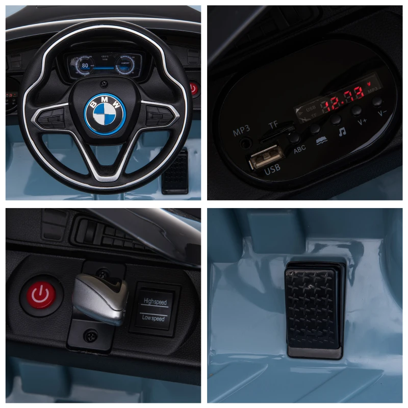HOMCOM Licensed BMW i8 Coupé Masina Electrica, Telecomanda, MP3, Baterie pentru 3-8 Ani(m-9)