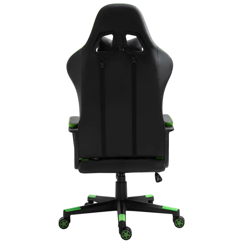 Vinsetto Silla Gaming Altura Regulable Basculante con Reposacabezas Cojín Lumbar 61x70x121-129 cm Verde