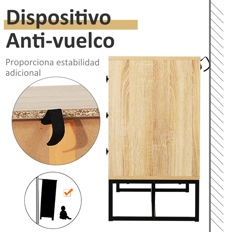 HOMCOM Armario Auxiliar Cajonera Retro Cómoda Muebles con 6 Cajones Deslizables para Salón Madera 120x39.5x71cm