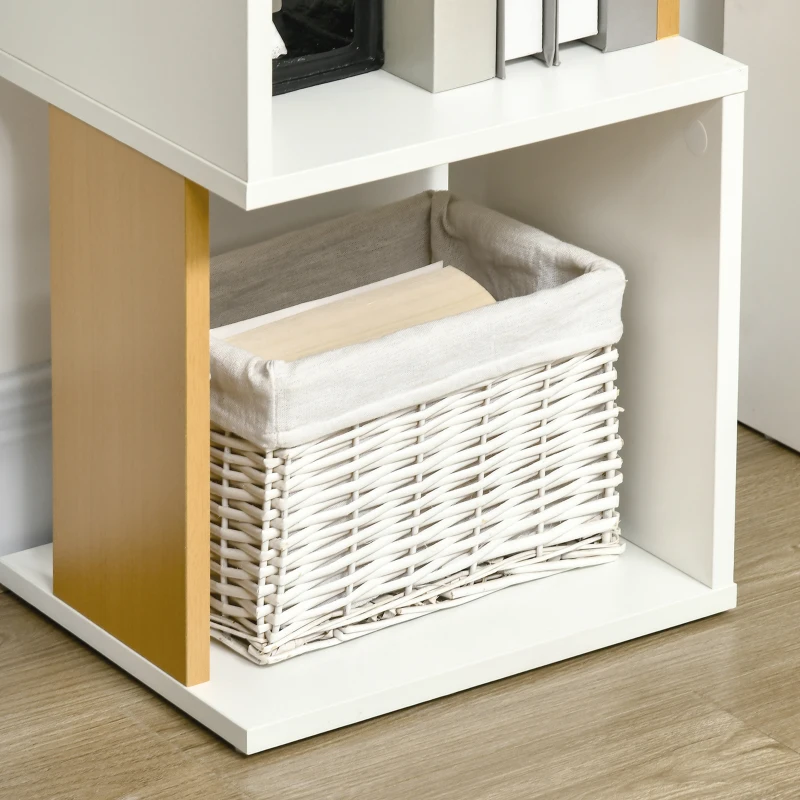 HOMCOM Estantería Librería en Forma S Estantería para Libros con 5 Estantes para Salón Oficina 33x28x161 cm Blanco