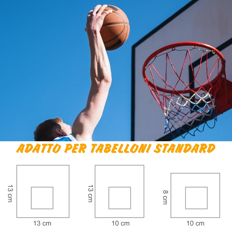 HOMCOM Canestro Basket da Muro in Ferro con Rete in Nylon per Esterno e Interno, Φ46cm