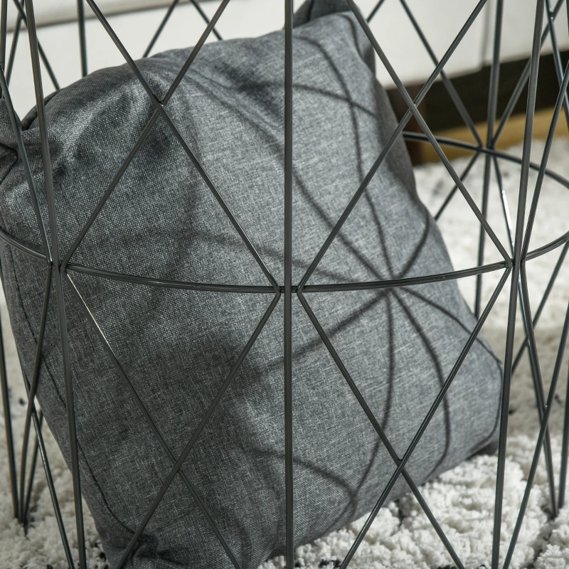 HOMCOM Juego de 3 Mesas Auxiliares Apilables Cestas de Metal con Bandeja Extraíble y Espacio de Almacenamiento Estilo Moderno para Salón Sofá Diámetro Ø43 Ø35 y Ø30 Gris