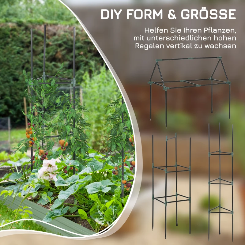 Outsunny zestaw 3 kratek do roślin, uchwyt na rośliny pnące, stalowy, zielony