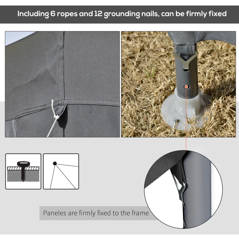 Outsunny Hexagonal Metal Netting Gazebo Patio Outdoor Canopy Party Activity Event Marquee