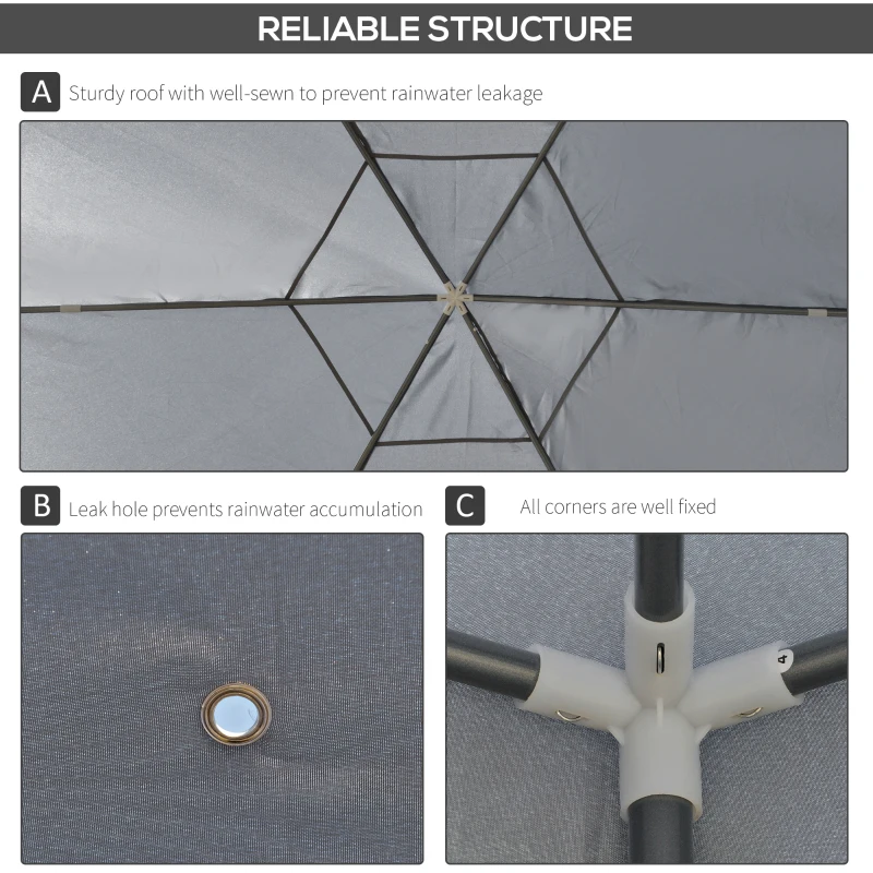 Outsunny Hexagonal Metal Netting Gazebo Patio Outdoor Canopy Party Activity Event Marquee