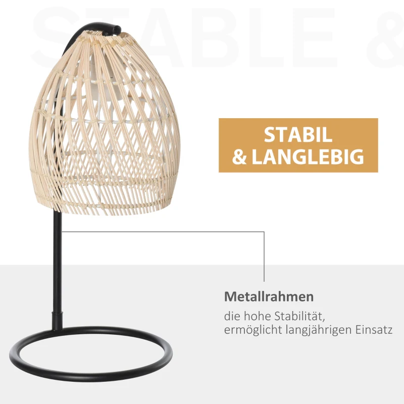 HOMCOM tafellamp, bedlampje met rattenlampenkap, tafellamp, naturel