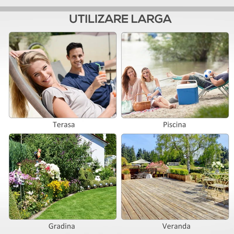 Outsunny Sezlong de Gradina cu Acoperis Pliabil din Aluminiu si Tesatura transpirabila, Bej