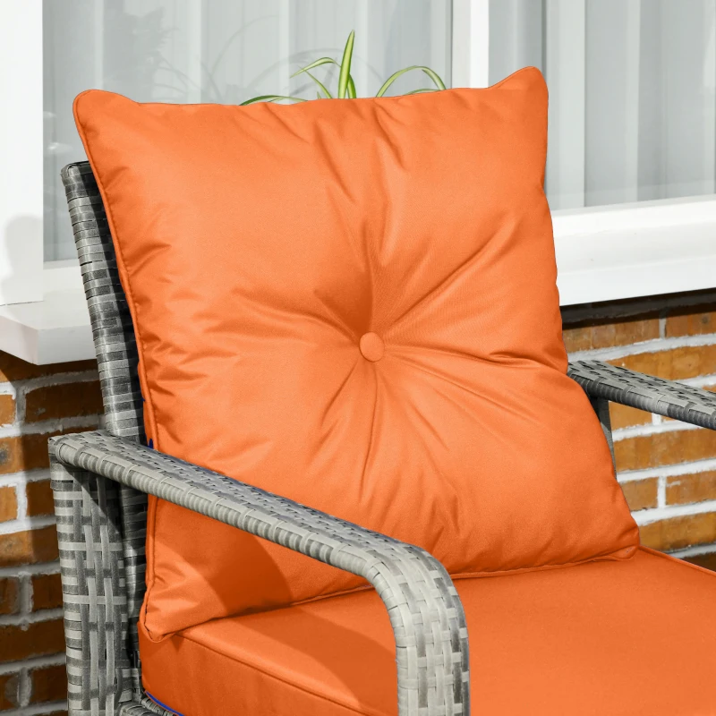 Outsunny 3 Pieces Rattan Bistro Set, Wicker Garden Furniture Set with Storage  Coffee Table and Chairs, Thickened Cushions for Outdoor, Patio, Balcony, Orange