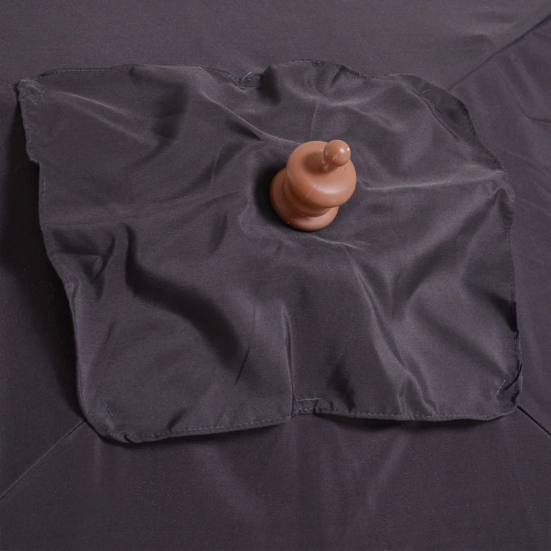 Outsunny Wooden Patio Umbrella Market Parasol Outdoor Sunshade 6 Ribs Deep Grey