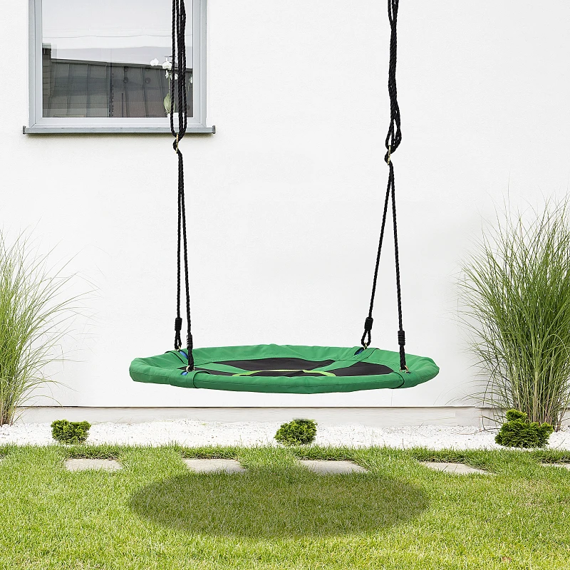 HOMCOM 100cm Giant Nest Web Rope Hanging Tree Swing Seat Round Backyard Playground