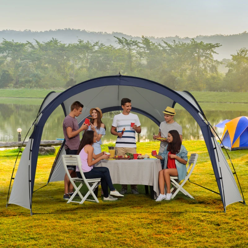 Outsunny Gazebo Party Tent, 3.5x3.5m-Cream/Blue