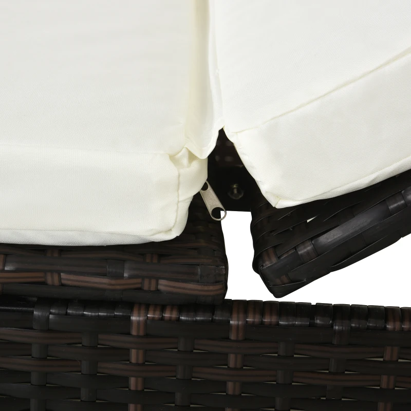 Outsunny PE Rattan Sun Lounger  Single Adjustable Recliner Day Bed with 5cm Thick Cushions Brown