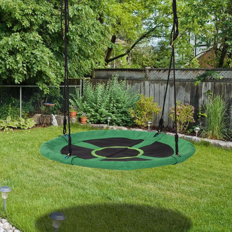 HOMCOM 100cm Giant Nest Web Rope Hanging Tree Swing Seat Round Backyard Playground