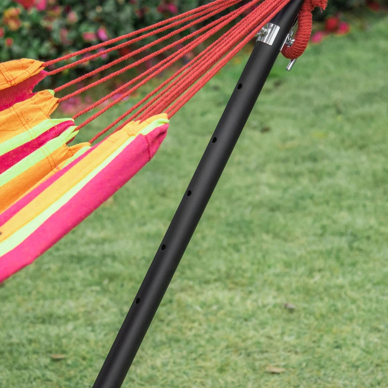 Outsunny 277 x 121cm Hammock with Metal Stand Portable Carrying Bag 120kg Red Stripe