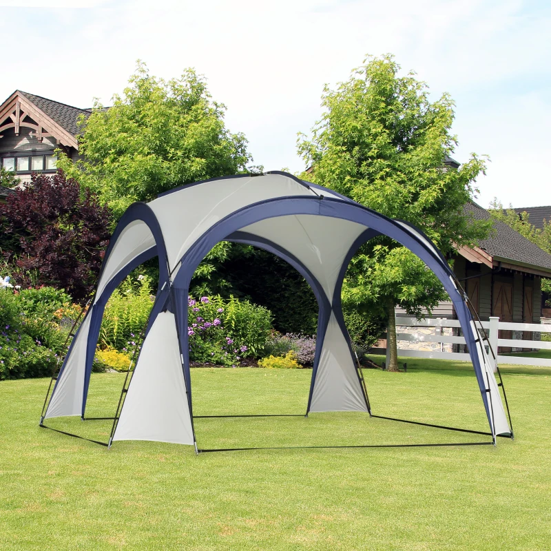 Outsunny Gazebo Party Tent, 3.5x3.5m-Cream/Blue