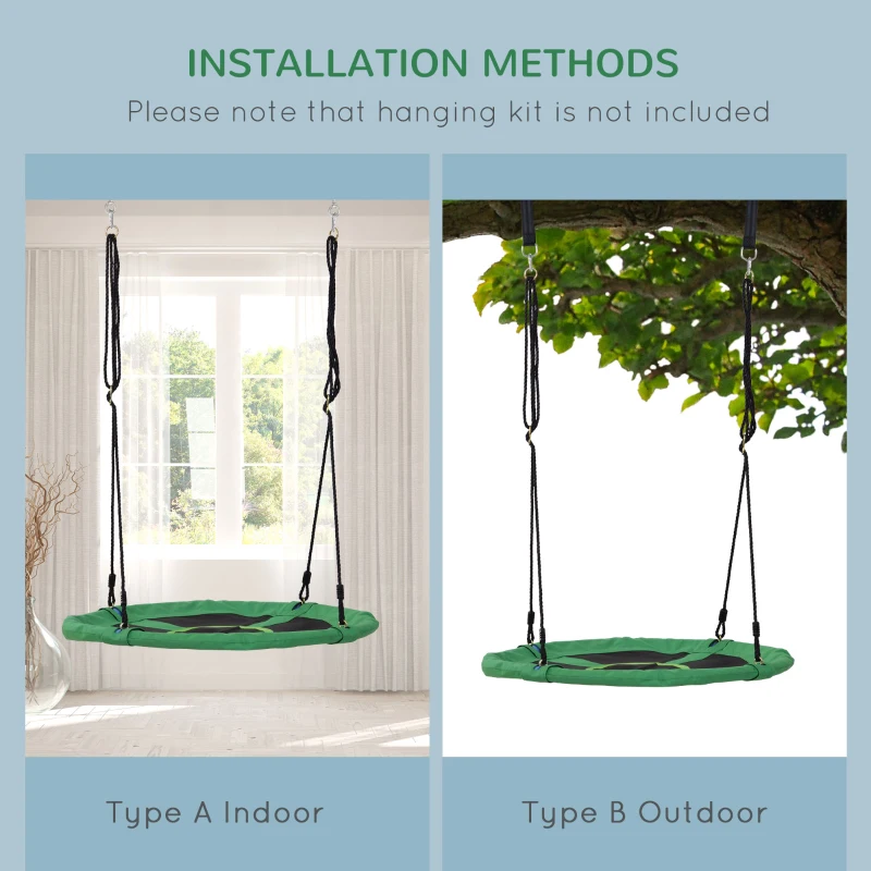 HOMCOM 100cm Giant Nest Web Rope Hanging Tree Swing Seat Round Backyard Playground