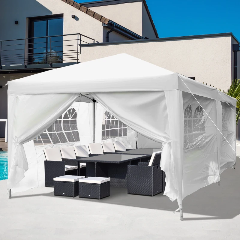 Outsunny Tonnelle Barnum Pliant Pop-up 6L x 3l x 2,5H m 6 parois latérales Amovibles 4 fenêtres + Sac de Transport Blanc