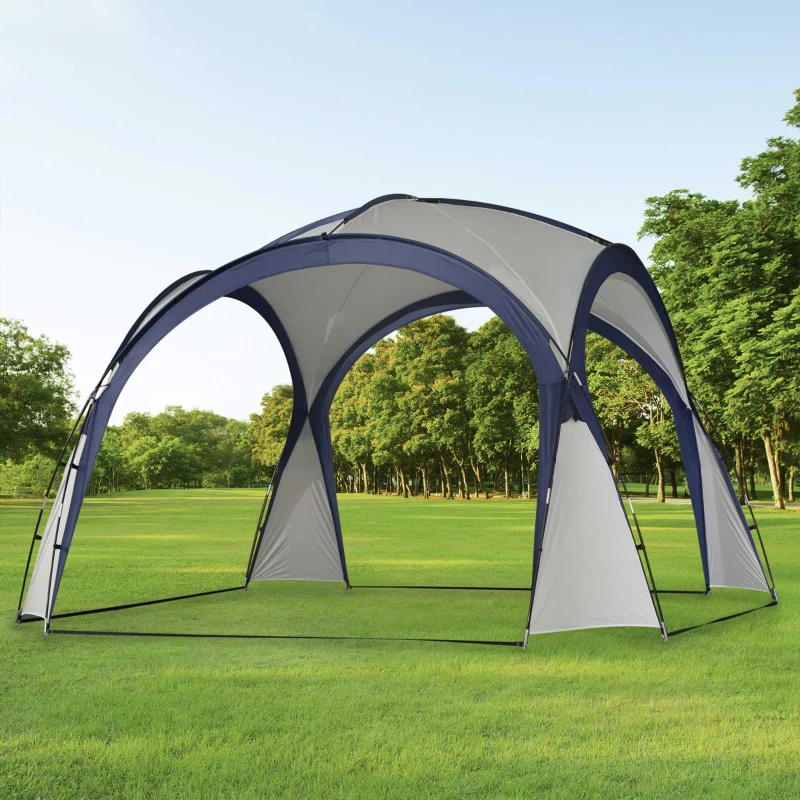 Outsunny Gazebo Party Tent, 3.5x3.5m-Cream/Blue