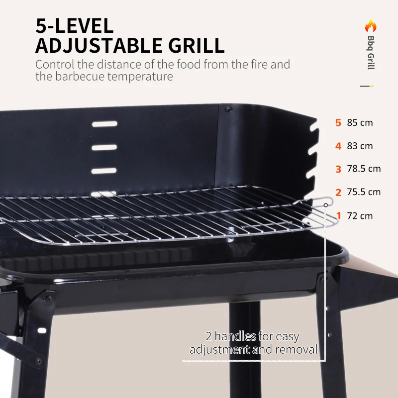 Outsunny Charcoal BBQ Grill Trolley Barbecue Patio Outdoor Garden Heating Smoker