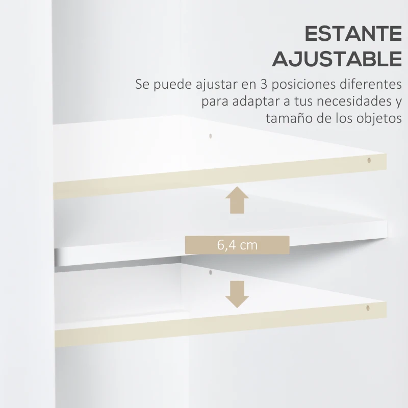HOMCOM Armario de Libros Vitrina con 2 Puertas Correderas Estantes de Almacenaje y Balda Ajustable Mueble Aparador para Oficina Salón Estudio 80x40x121,7 cm Blanco