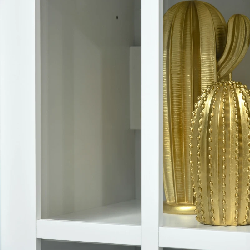 HOMCOM Armario de Libros Vitrina con 2 Puertas Correderas Estantes de Almacenaje y Balda Ajustable Mueble Aparador para Oficina Salón Estudio 80x40x121,7 cm Blanco