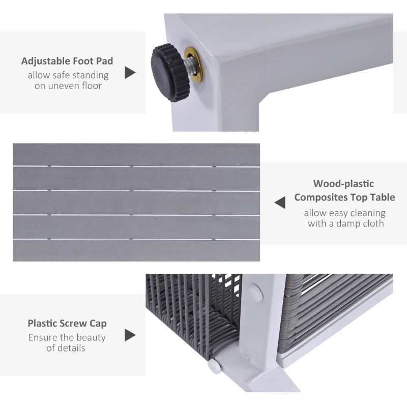 Outsunny 7 PCS Dining Set with 6 PE Rattan Cushioned Chairs & 1 Rectangle Table, Modern Outdoor Patio Furniture for Porch, Patio, Balcony, Indoor, Light Grey