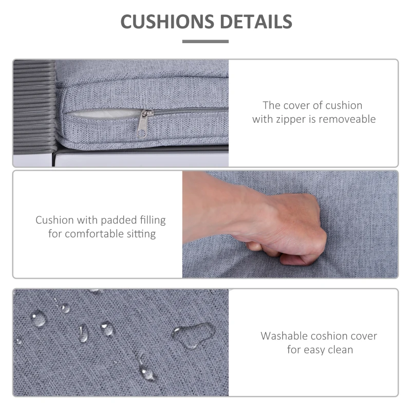 Outsunny 7 PCS Dining Set with 6 PE Rattan Cushioned Chairs & 1 Rectangle Table, Modern Outdoor Patio Furniture for Porch, Patio, Balcony, Indoor, Light Grey