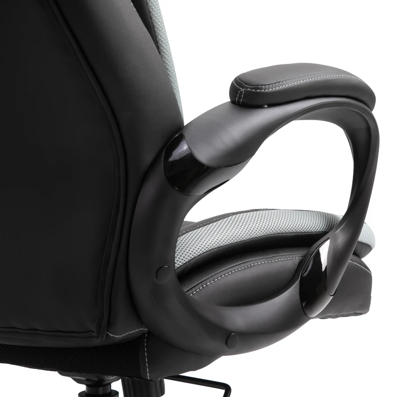 Vinsetto Ergonomischer Bürostuhl, Gaming Stuhl, Drehstuhl, Kunstleder, Schaumstoff, Nylon, Mesh-Stoff, Schwarz, Weiß, 67 x 75 x 116,5-126 cm
