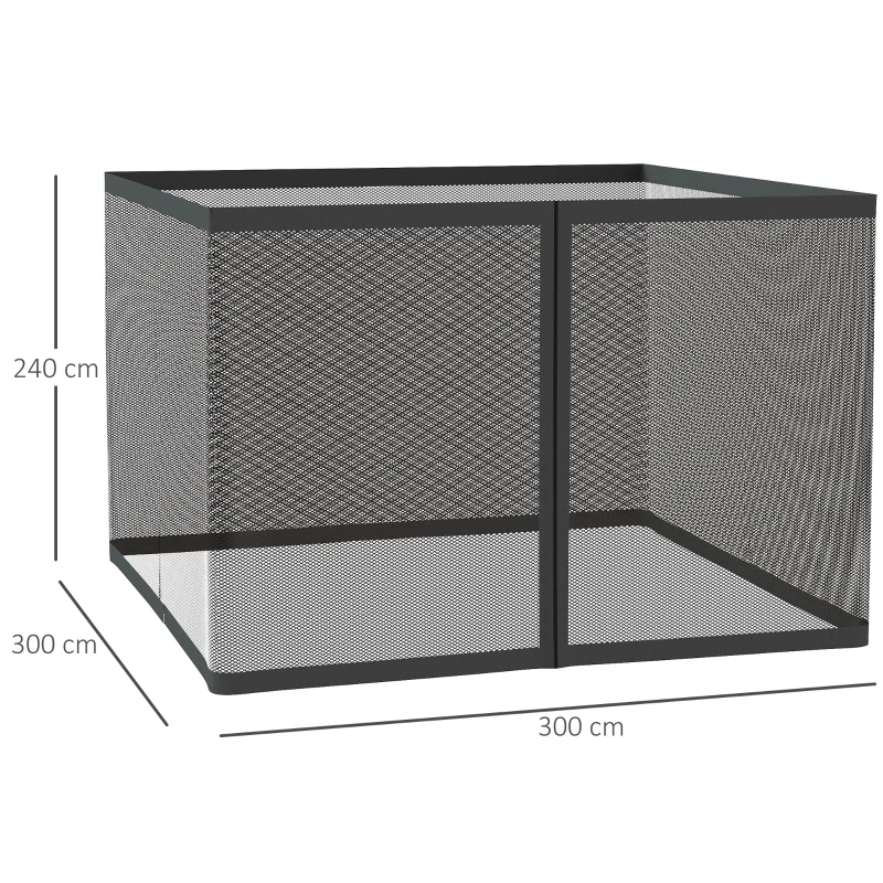Outsunny Mosquitera para Sombrilla 300x300x240 cm Red para Sombrilla de Malla de Patio con Cremallera Negro