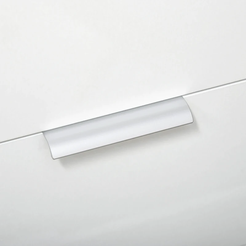 HOMCOM Dulap de Depozitare cu Sertar, Ușă Dublă și Rafturi Reglabile, Bufet Lucios pentru Sufragerie, Dormitor, 70x35x92 cm, Alb