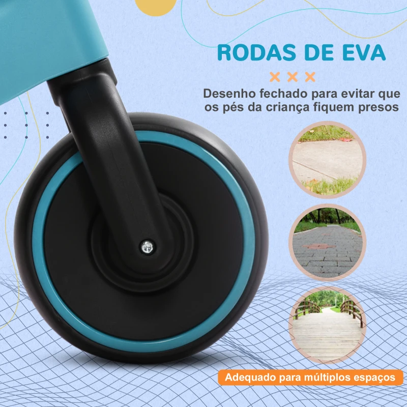 AIYAPLAY Bicicleta sem Pedais para Crianças acima de 18 Meses com Assento Ajustável em 30-36,5 cm Rodas de Ø19 cm 66,5x34x46,5 cm Azul