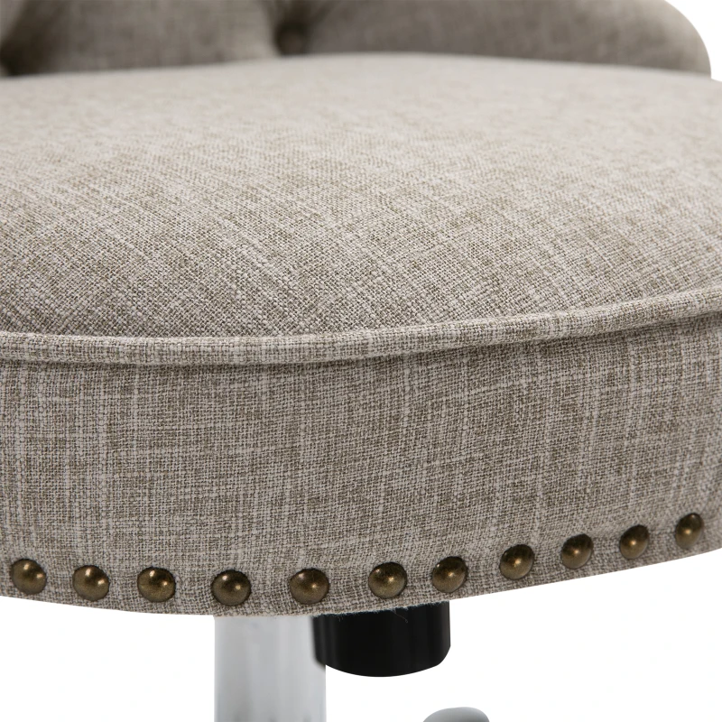 HOMCOM Drehstuhl mit Rollen Polsterstuhl Chefsessel 360° drehbar 150 kg Belastbar Höhenverstellbar Leinen Metall Hellgrau 54 x 65,5 x (84–91) cm