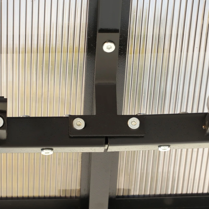 Outsunny 3 x 3m Hardtop Gazebo Canopy, Garden Pavilion with Polycarbonate Roof, Steel & Aluminium Frame, Mosquito Netting and Curtains, Black