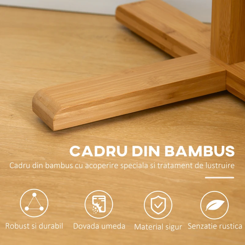 HOMCOM  Suport de haine din bambus, Suport de haine de sine statator cu 8 carlige pentru intrare, dormitor, living, Natural